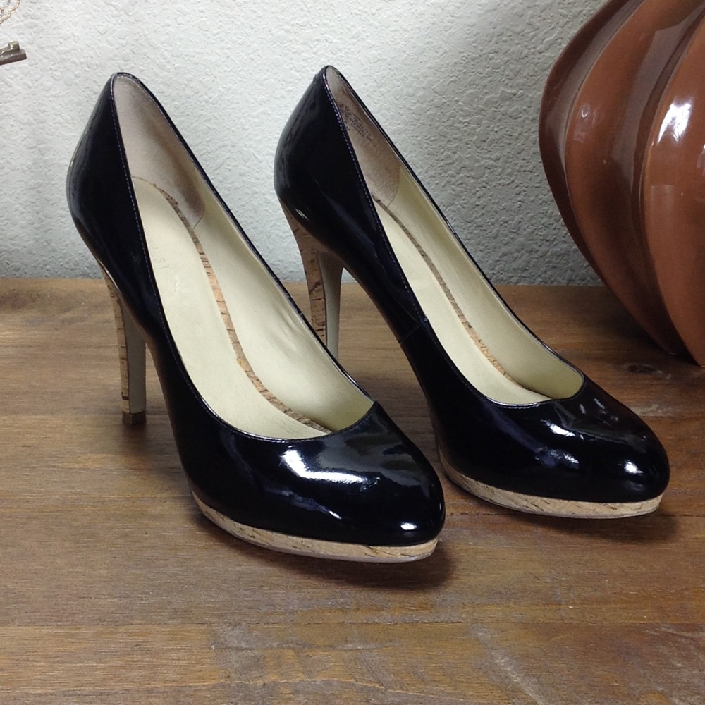 Nine West Black Patent Leather Platform Heels - Picture 1 of 8